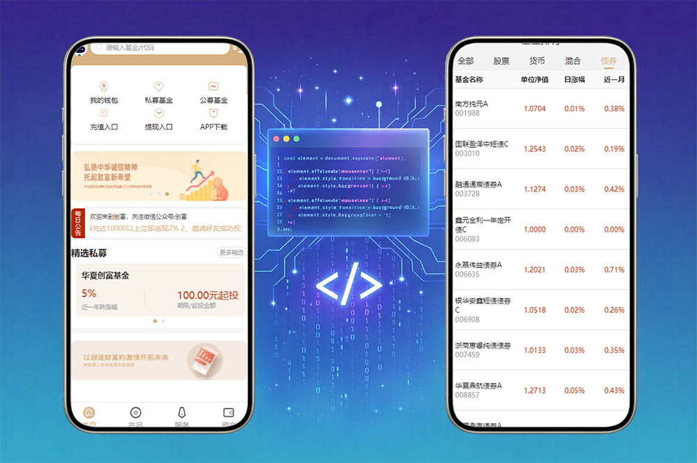 UniApp基金投资理财源码｜创富基金股票系统源码｜产品认购＋PHP后台＋前后端开源可二开